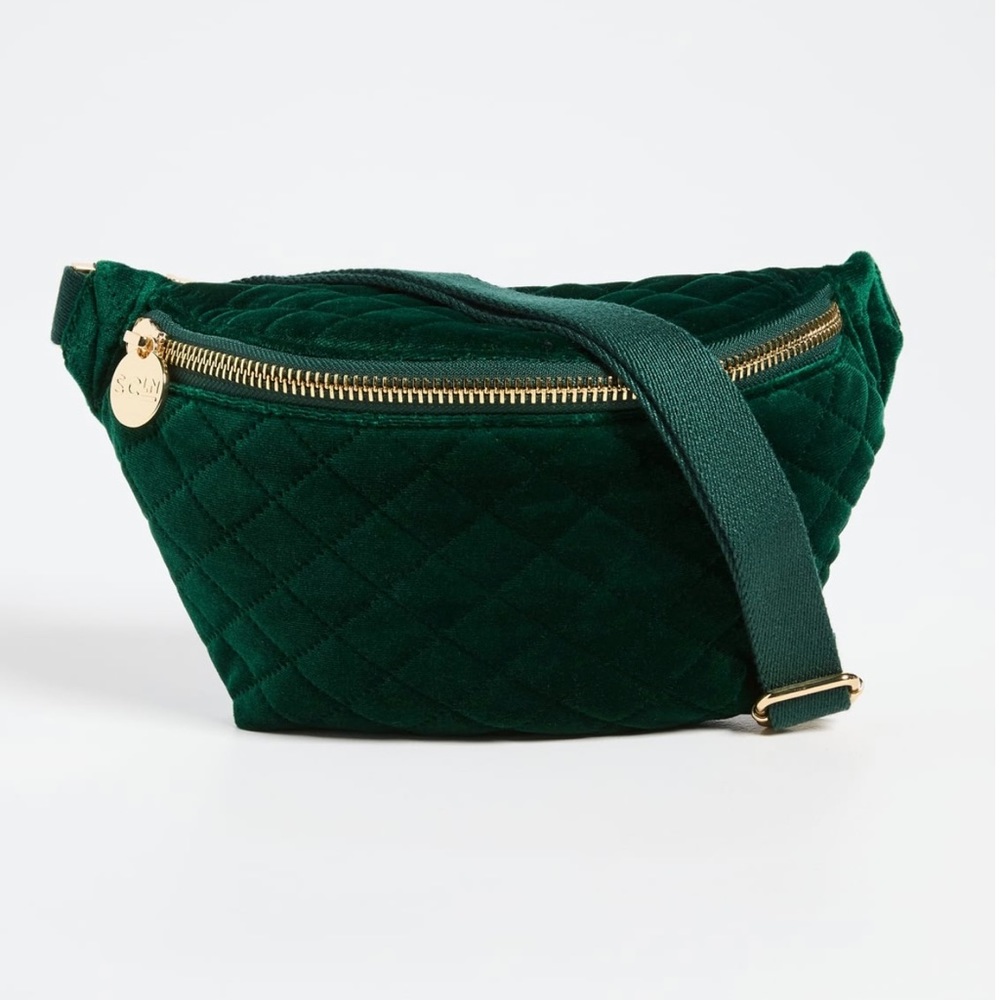Stoney Clover Lane Green Velvet Quilted Fanny Pack